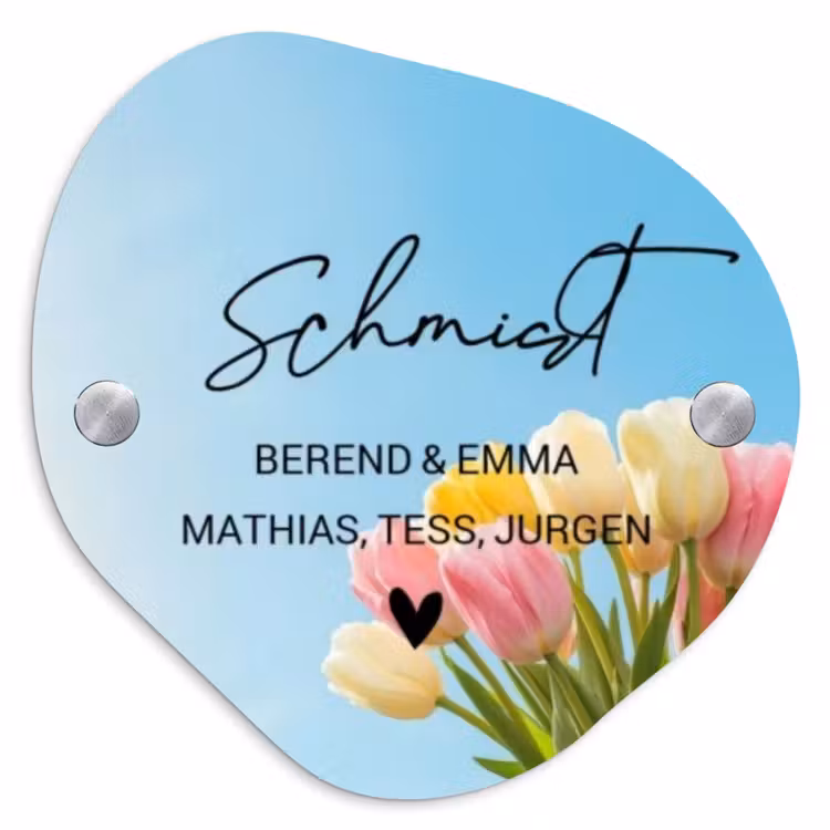 Gekleurde tulpen lucht - Sierlijk Naambord Organisch middel -3d