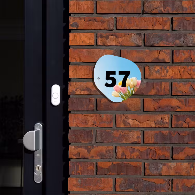 Gekleurde tulpen lucht - Traditioneel Naambord Organisch middel -sfeer1