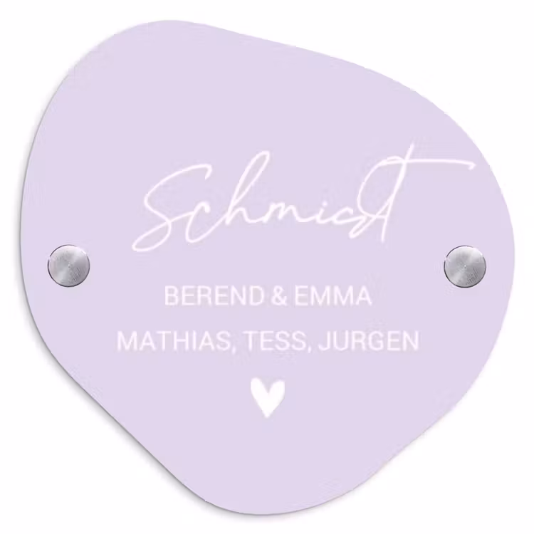 Lila - Sierlijk Naambord Organisch middel -3d