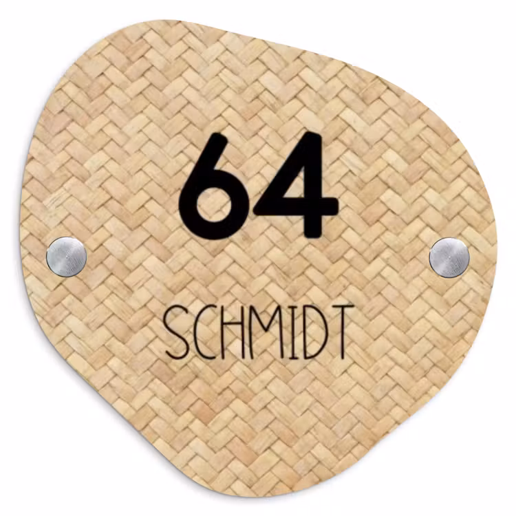 Gevlochten - Riet - Modern Naambord Organisch middel -3d