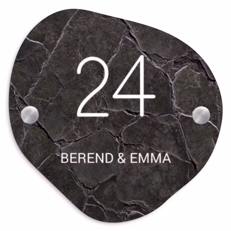Gebarsten steen - Klassiek Naambord Organisch middel -3d