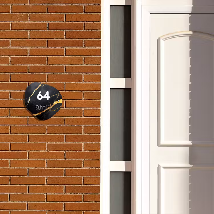 Goud zwart marmer - Modern Naambord Organisch middel -sfeer3