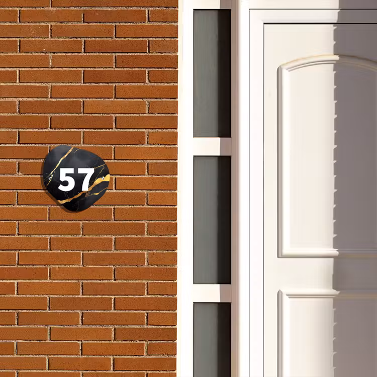 Goud zwart marmer - Modern Naambord Organisch middel -sfeer3