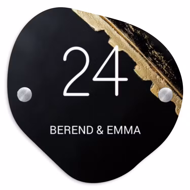 Gouden hoek - Klassiek Naambord Organisch middel -3d