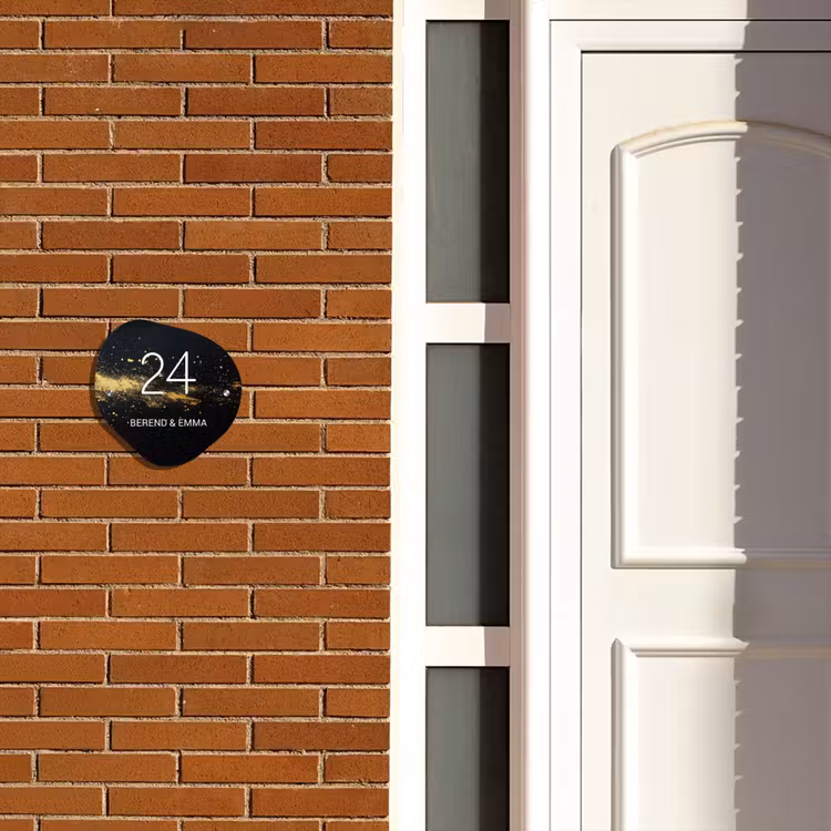 Gouden verfspatten - Klassiek Naambord Organisch middel -sfeer3