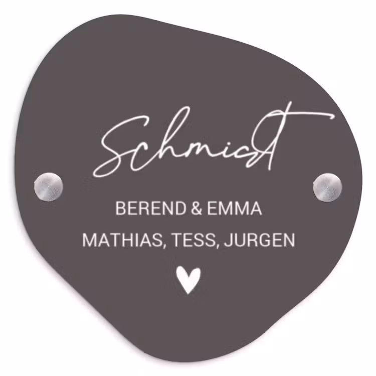 Grijs - Sierlijk Naambord Organisch middel -3d
