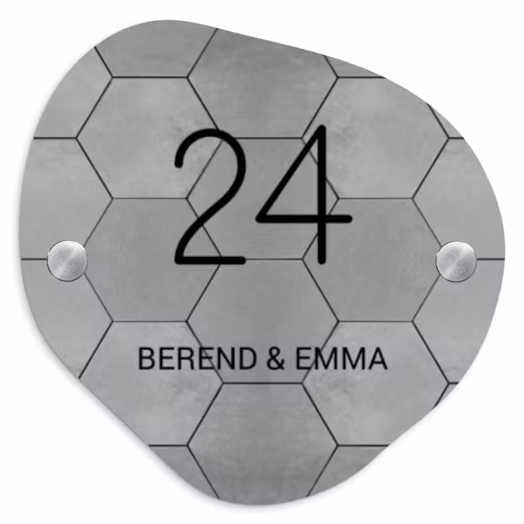 Grijze tegels - Klassiek Naambord Organisch middel -3d