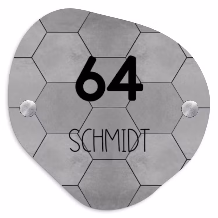 Grijze tegels - Modern Naambord Organisch middel -3d