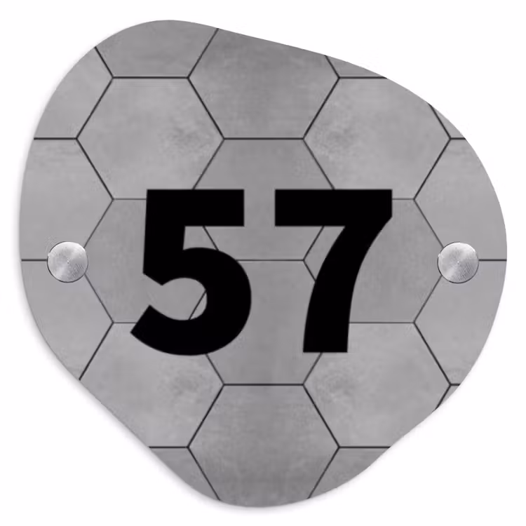 Grijze tegels - Traditioneel Naambord Organisch middel -3d