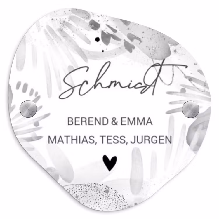 Grijze patronen - Sierlijk Naambord Organisch middel -3d