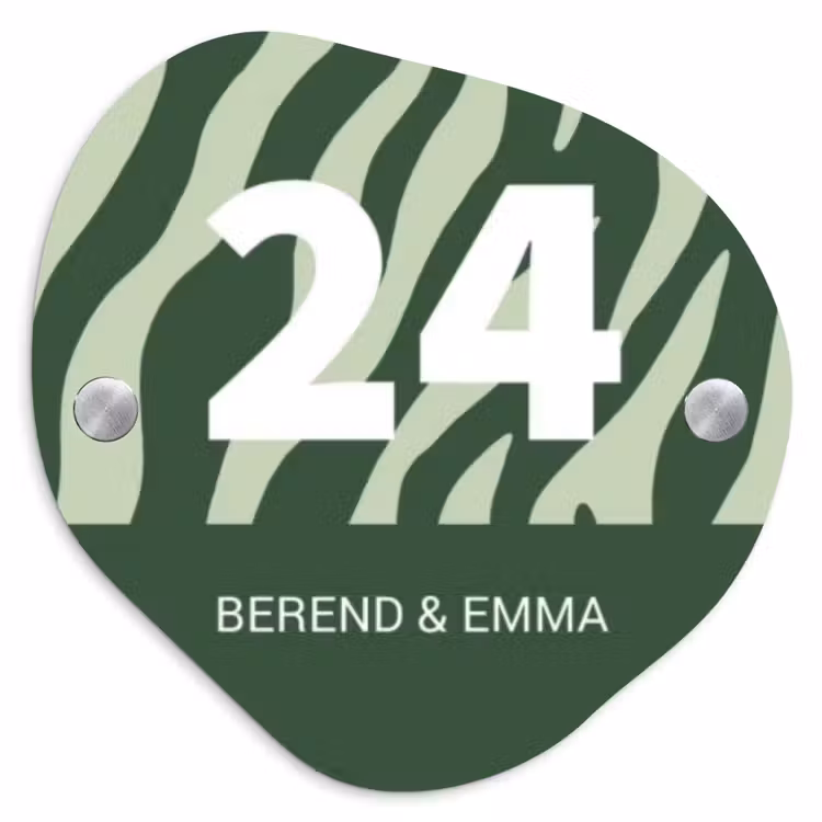 Groen zebra - Klassiek Naambord Organisch middel -3d