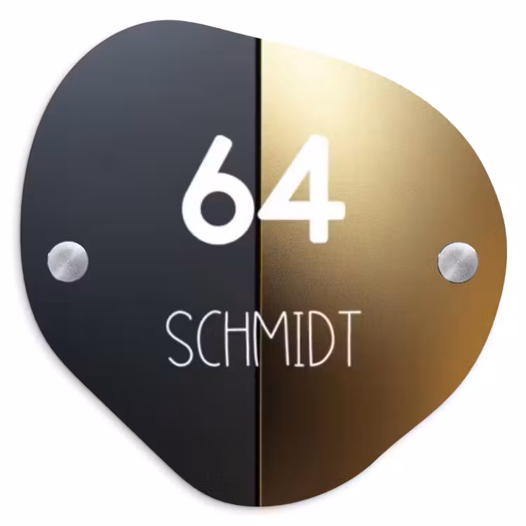 Half goud zwart - Modern Naambord Organisch middel -3d