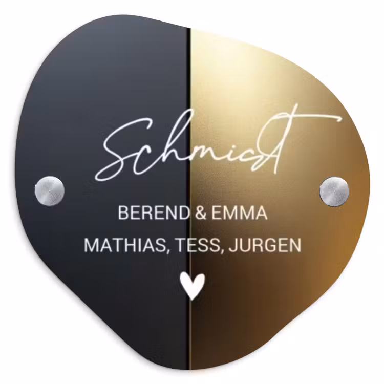 Half goud zwart - Sierlijk Naambord Organisch middel -3d