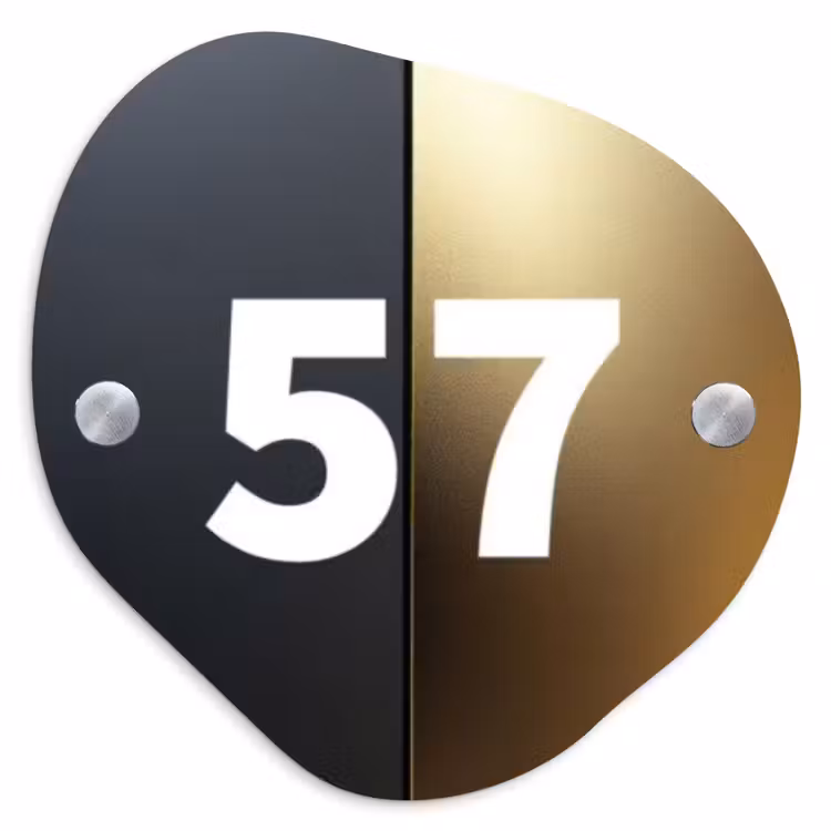 Half goud zwart - Traditioneel Naambord Organisch middel -3d