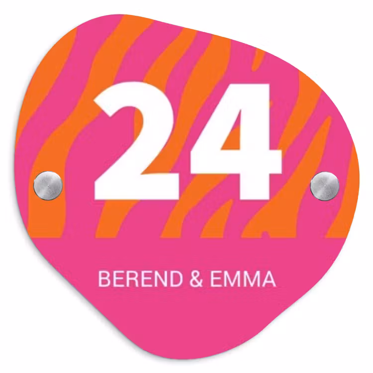 Fel - Zebra - Klassiek Naambord Organisch middel -3d