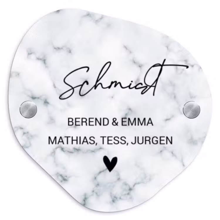 Lichtblauw marmer - Sierlijk Naambord Organisch middel -3d