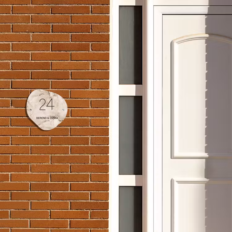Lichtbruin marmer - Klassiek Naambord Organisch middel -sfeer3