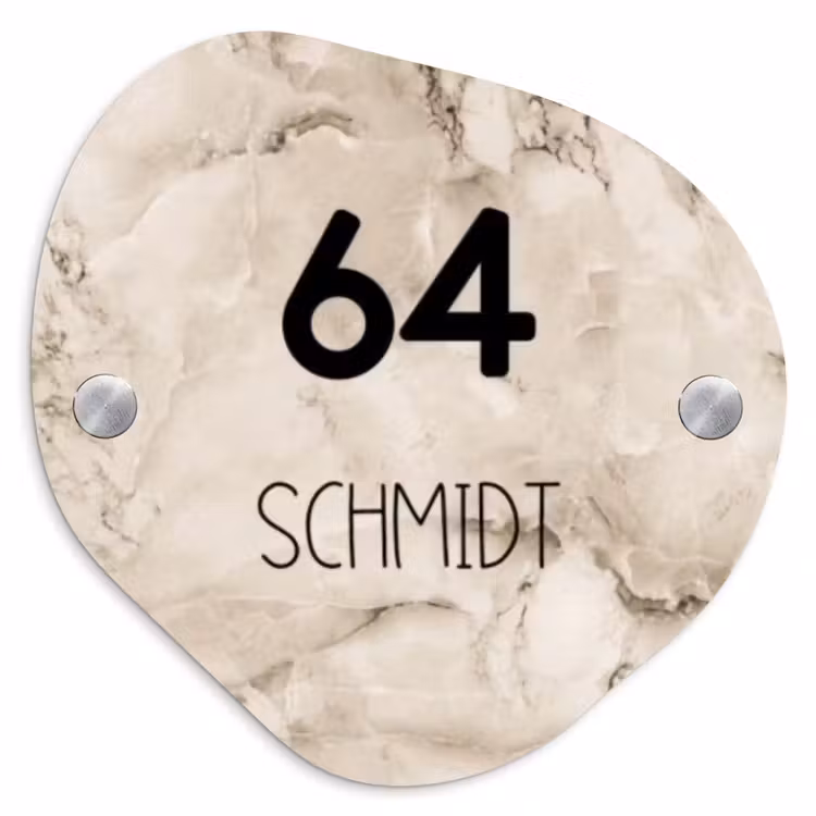 Lichtbruin marmer - Modern Naambord Organisch middel -3d
