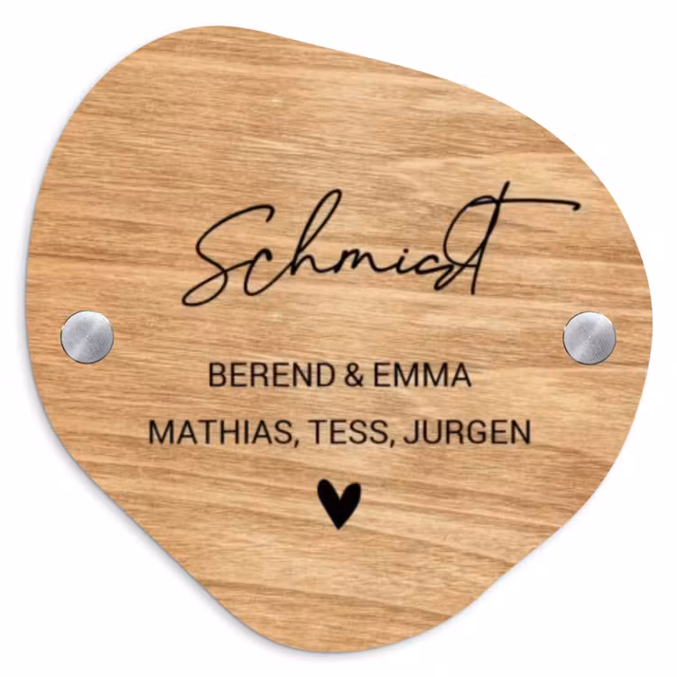 Licht hout - Sierlijk Naambord Organisch middel -3d
