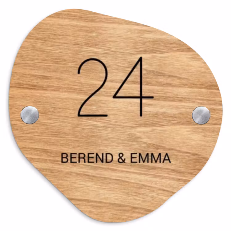 Licht hout - Klassiek Naambord Organisch middel -3d