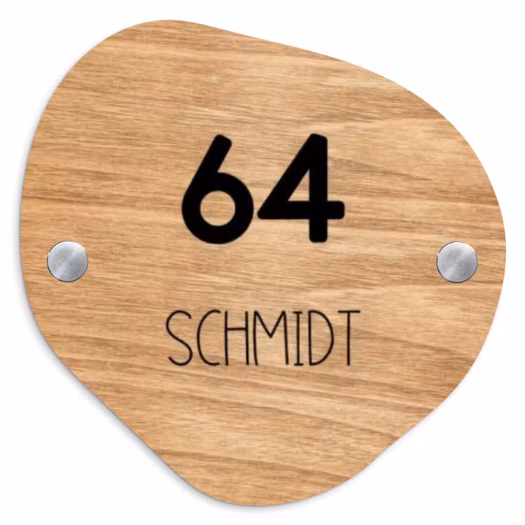 Licht hout - Modern Naambord Organisch middel -3d