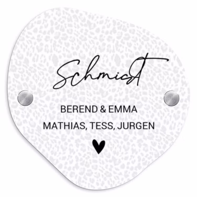 Lichtgrijs luipaard - Sierlijk Naambord Organisch middel -3d