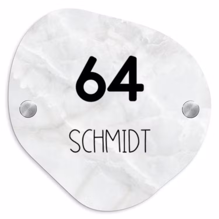 Lichtgrijs marmer - Modern Naambord Organisch middel -3d