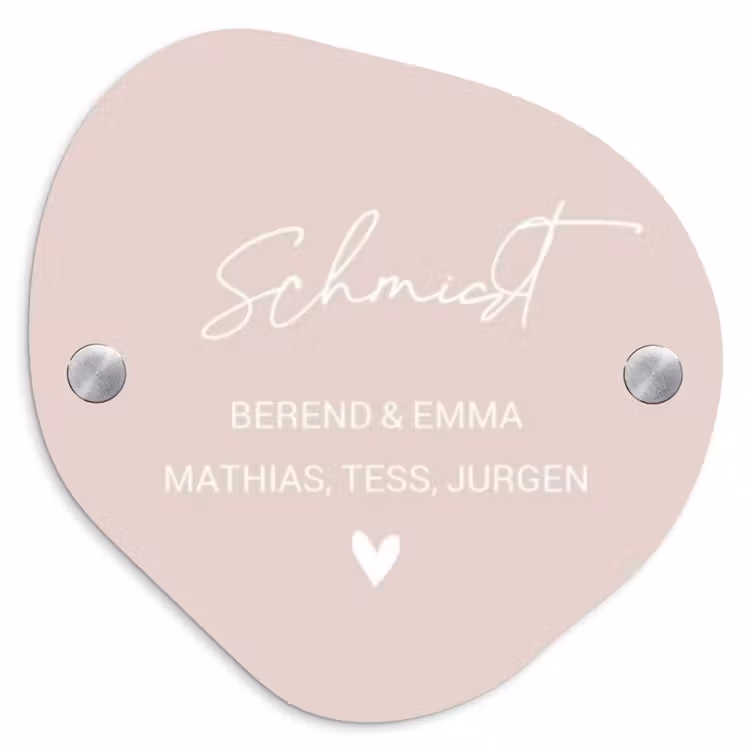 Lichtroze - Sierlijk Naambord Organisch middel -3d
