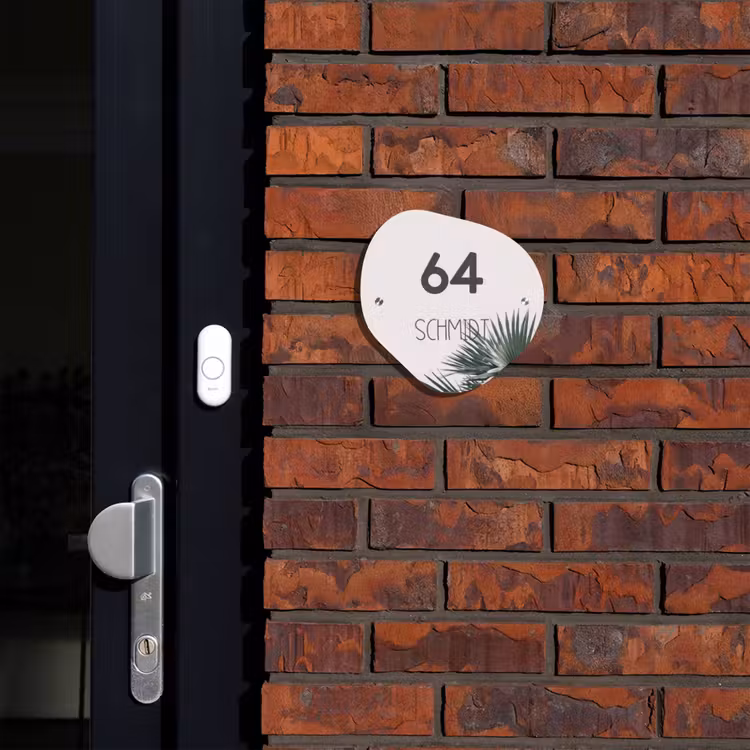 Lichtroze met palmblad - Modern Naambord Organisch middel -sfeer1