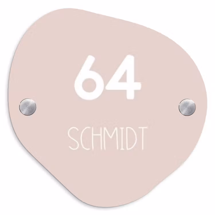 Lichtroze - Modern Naambord Organisch middel -3d