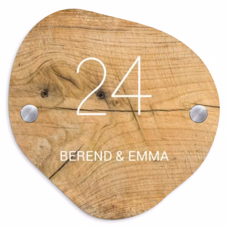 Hout - Klassiek Naambord Organisch middel -3d