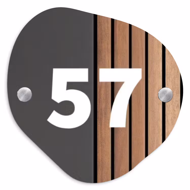 Hout en antraciet - Traditioneel Naambord Organisch middel -3d