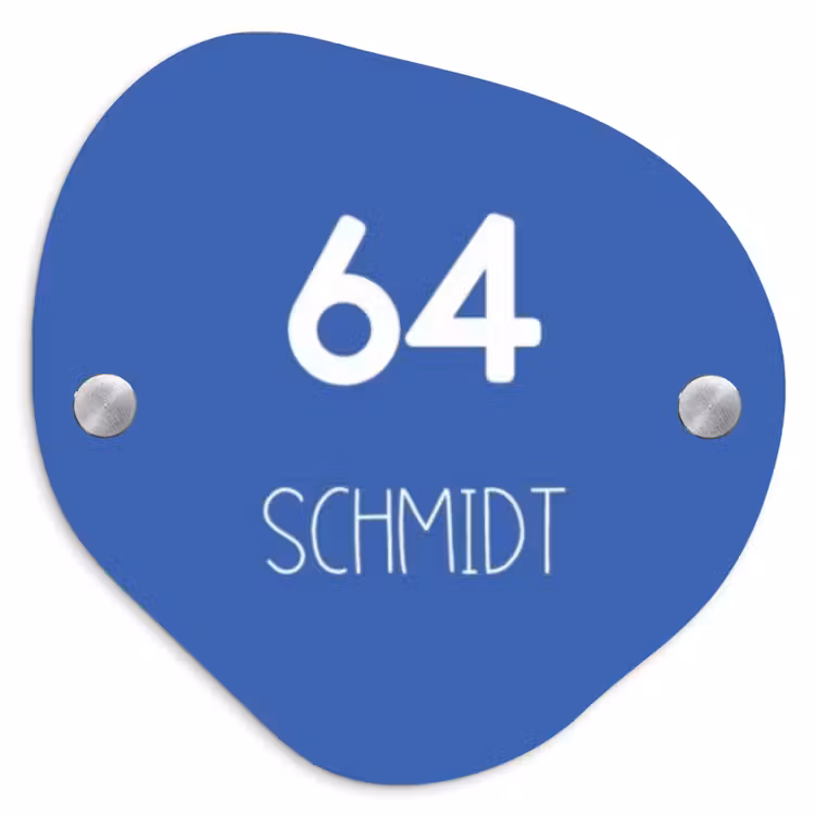 Kobaltblauw - Modern Naambord Organisch middel -3d