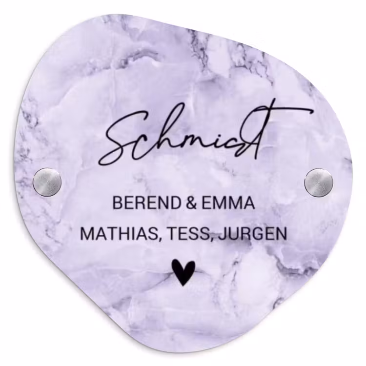 Paars marmer - Sierlijk Naambord Organisch middel -3d