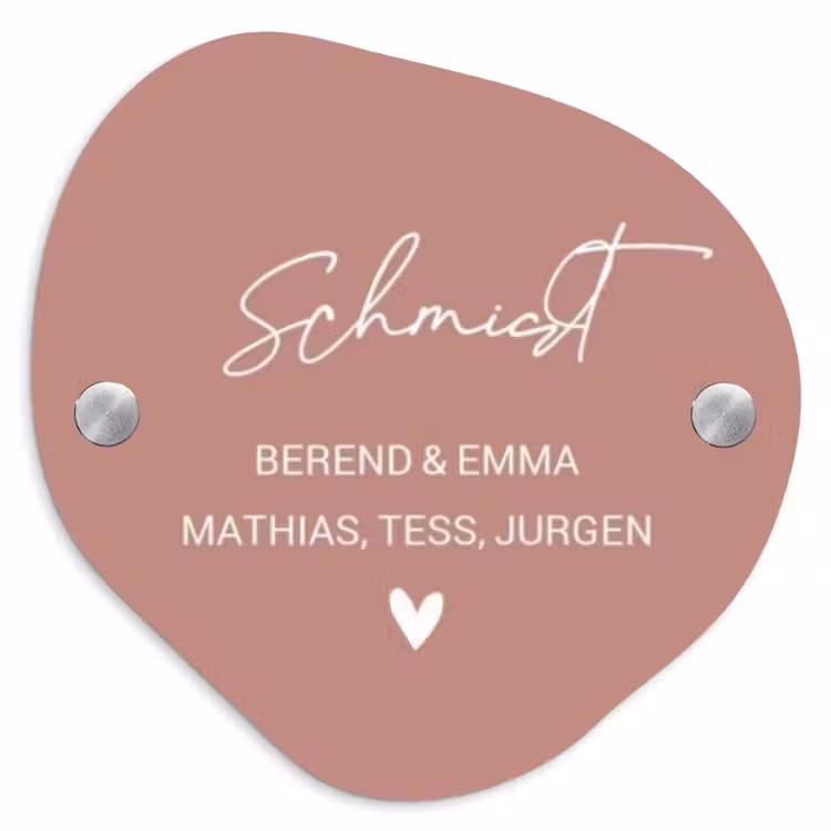 Effen oudroze - Sierlijk Naambord Organisch middel -3d