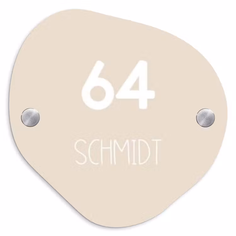 Effen - Beige - Modern Naambord Organisch middel -3d
