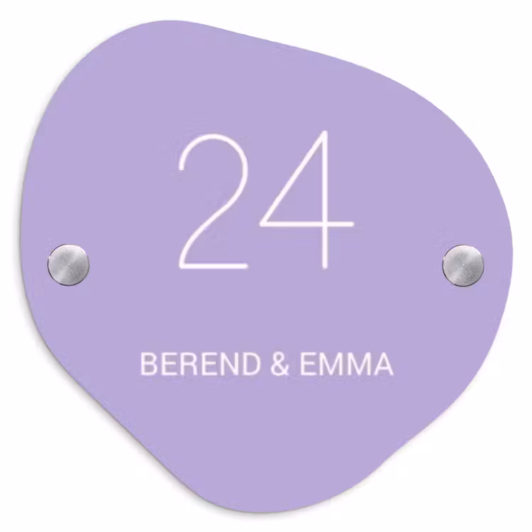 Effen - Lila - Klassiek Naambord Organisch middel -3d