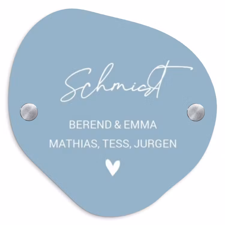 Effen - Lichtblauw - Sierlijk Naambord Organisch middel -3d