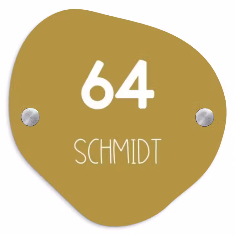 Okergeel - Modern Naambord Organisch middel -3d