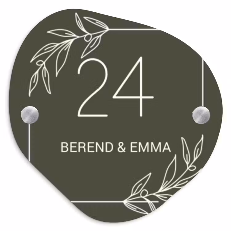 Olijfgroen - Klassiek Naambord Organisch middel -3d