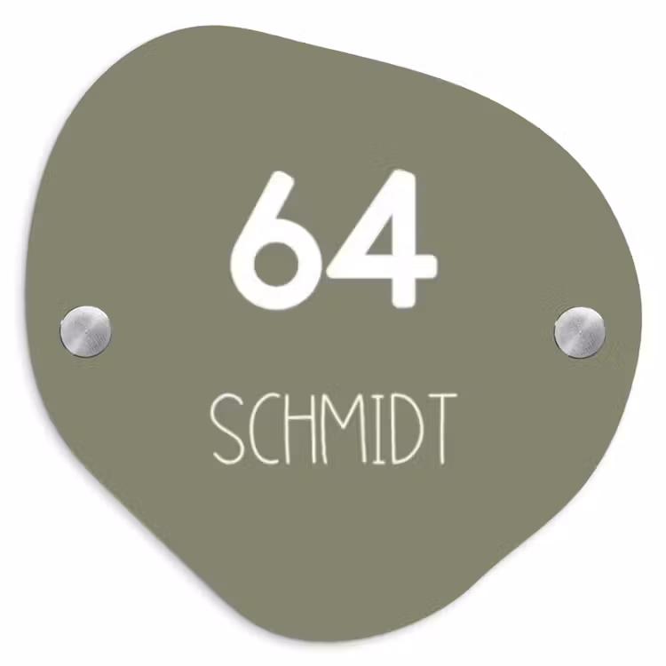 Olijfgroen - Modern Naambord Organisch middel -3d
