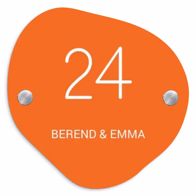 Oranje - Klassiek Naambord Organisch middel -3d