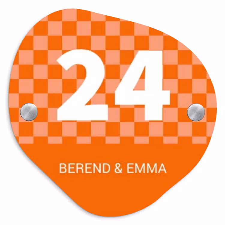 Oranje - Blokjes - Klassiek Naambord Organisch middel -3d