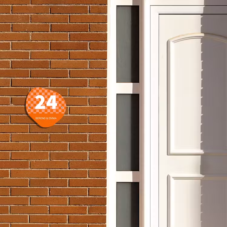 Oranje - Blokjes - Klassiek Naambord Organisch middel -sfeer3