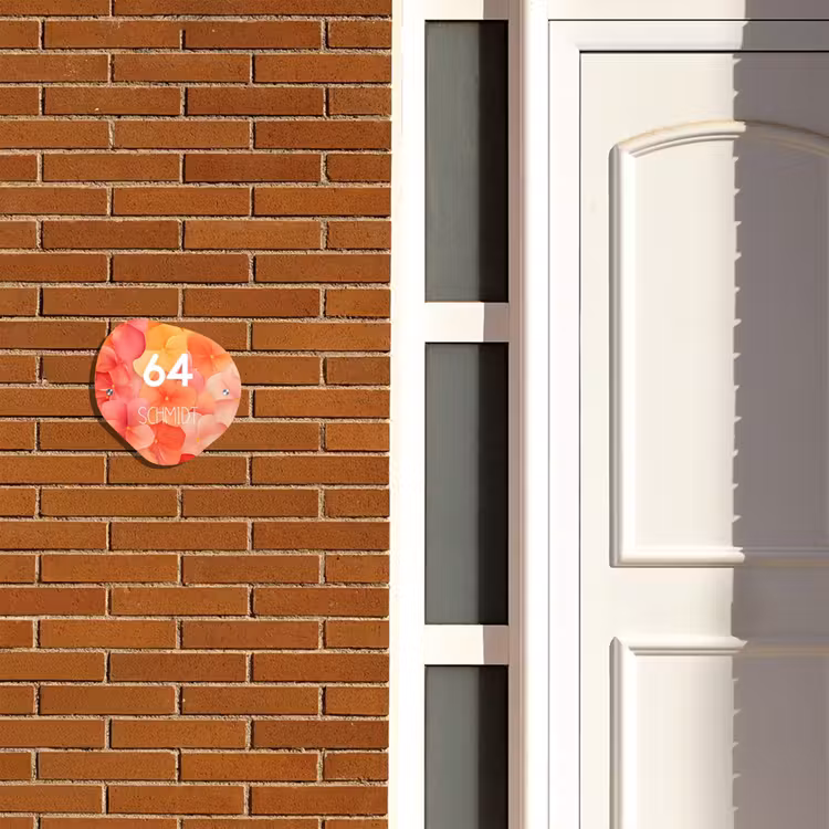 Oranje bloemenmix - Modern Naambord Organisch middel -sfeer3