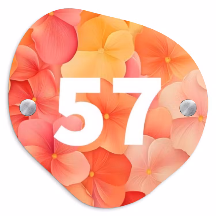 Oranje bloemenmix - Traditioneel Naambord Organisch middel -3d