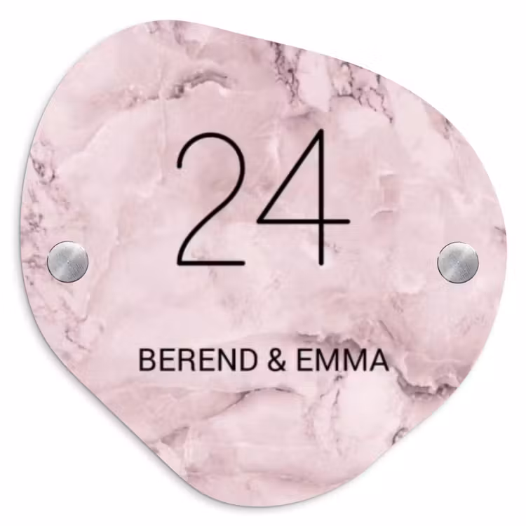 Roze marmer - Klassiek Naambord Organisch middel -3d
