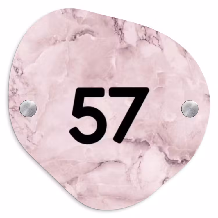 Roze marmer - Traditioneel Naambord Organisch middel -3d