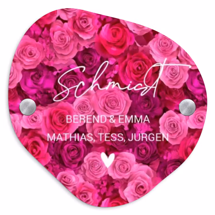 Roze rozen - Sierlijk Naambord Organisch middel -3d