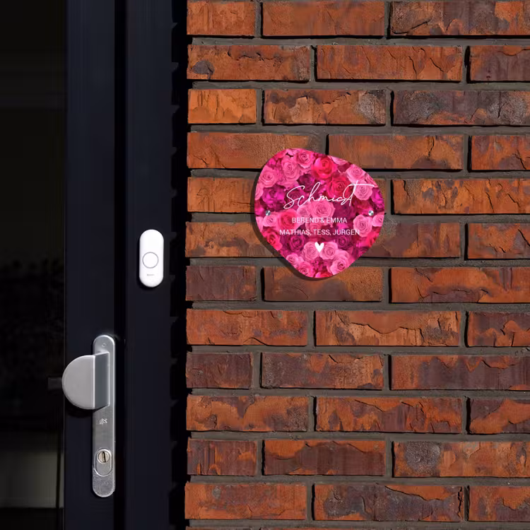 Roze rozen - Sierlijk Naambord Organisch middel -sfeer1